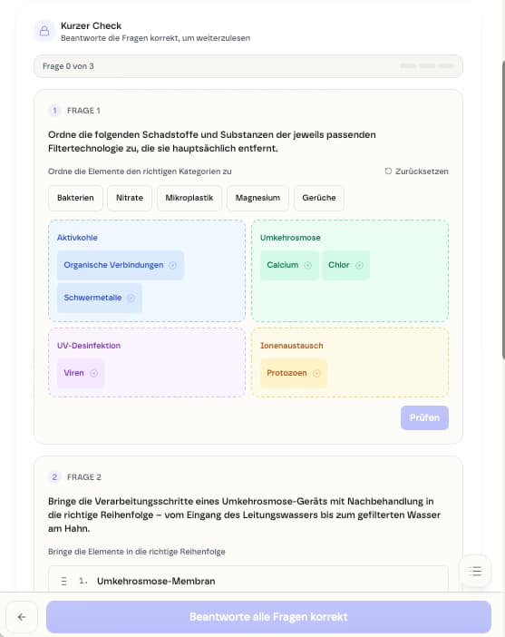 kyoX Academy quiz : glisser-déposer plus tâche de tri