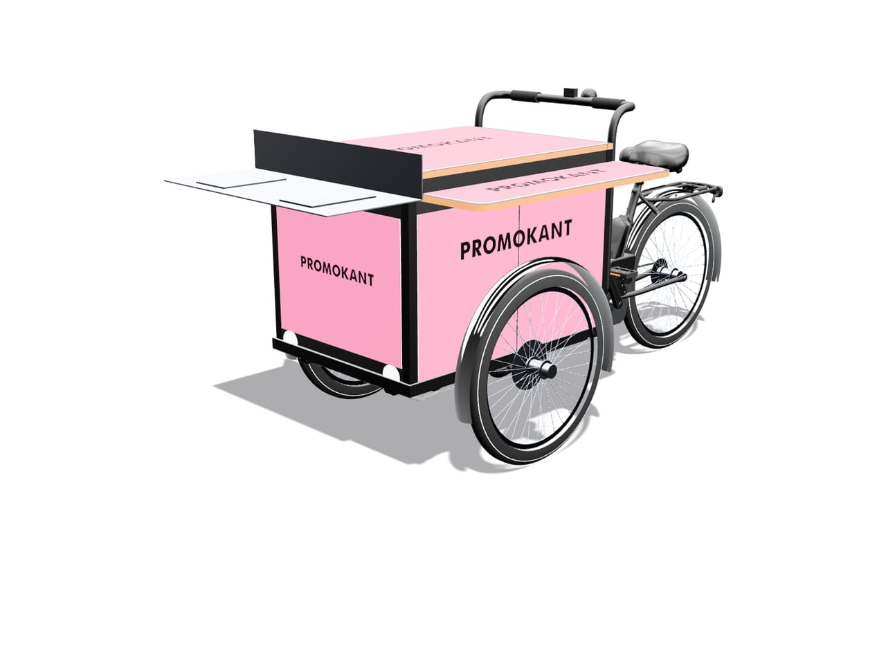 PROMOKANT eCargo bike with branding plates on the box, lid and table